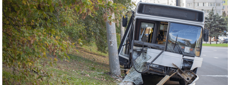 Oregon public transit bus with emergency responders on the scene.
