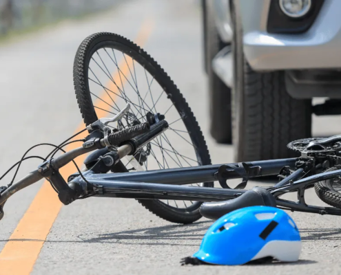 Bicyclist hit on the road from a reckless driver